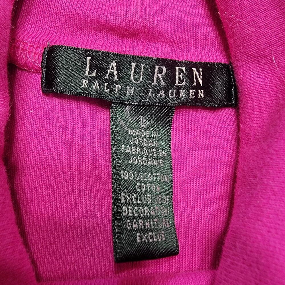 Ralph Lauren Turtleneck Womens L Pink Long Sleeve Emborderd Logo Cotton - Picture 5 of 10